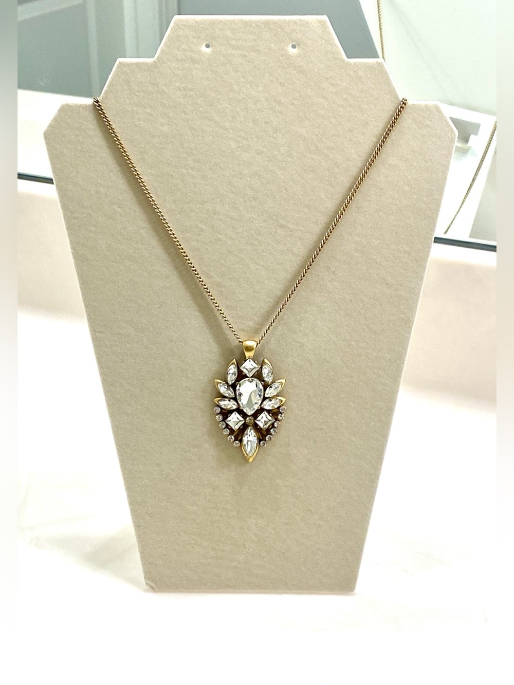 J. Crew Gold-Tone Crystal Floral Pendant Necklace